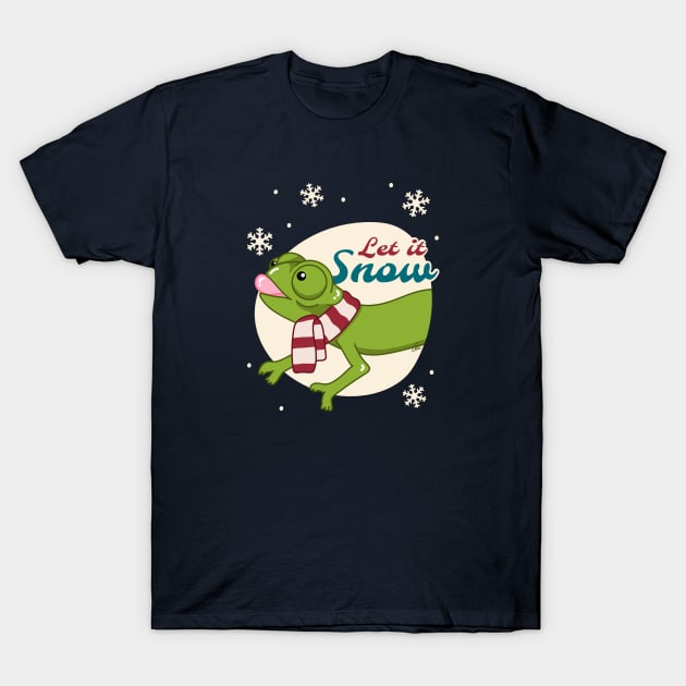 Veiled Chameleon, Christmas Edition! Let It Snow T-Shirt by anacecilia